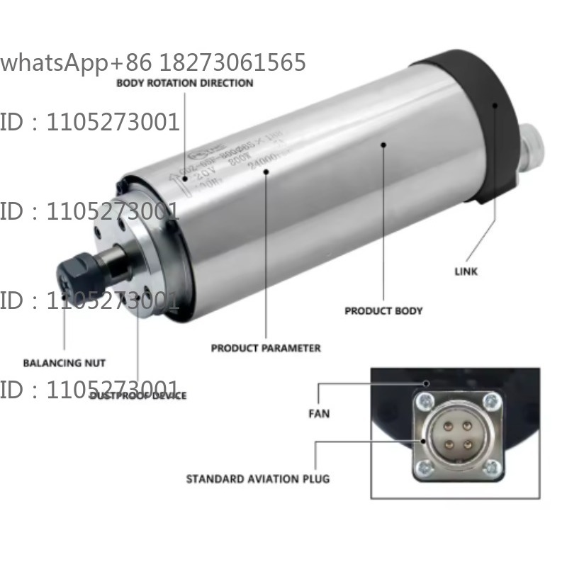 Cnc Spindle Motor - มอเตอร์สปินเดิลแบบวงกลม ระบายความร้อนด้วยน้ำ 800W 24000RPM ER11 อะไหล่ไดรฟ์ความเร็วสูงสำหรับเครื่องกัด
